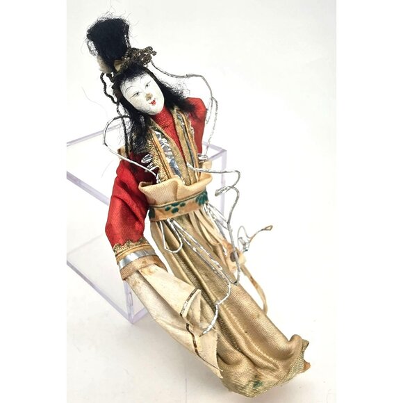 Vintage Japanese Geisha Doll With Rickshaw Figurine Set JE307 - Picture 9 of 10
